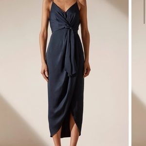 Shona joy navy tie front dress